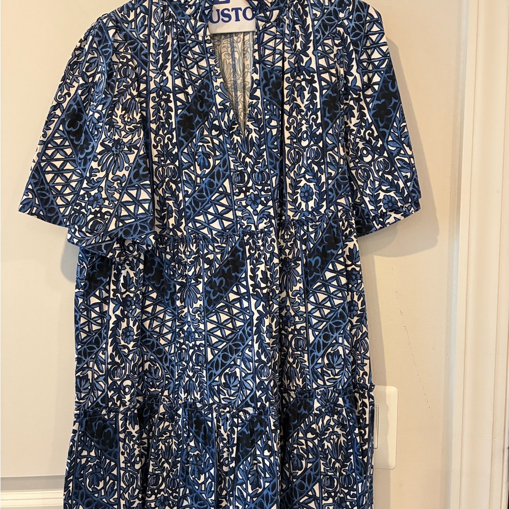 Blue and White Patterned Dress